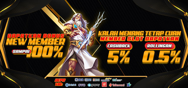 BONUS NEW MEMBER 100%, ROLLINGAN 0.5% & CASHBACK 5% SLOT
